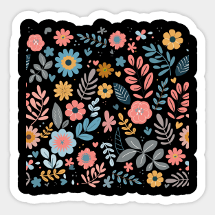 Flowers and leaves simple pattern Sticker